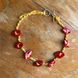 Handcrafted Red and Gold Necklace